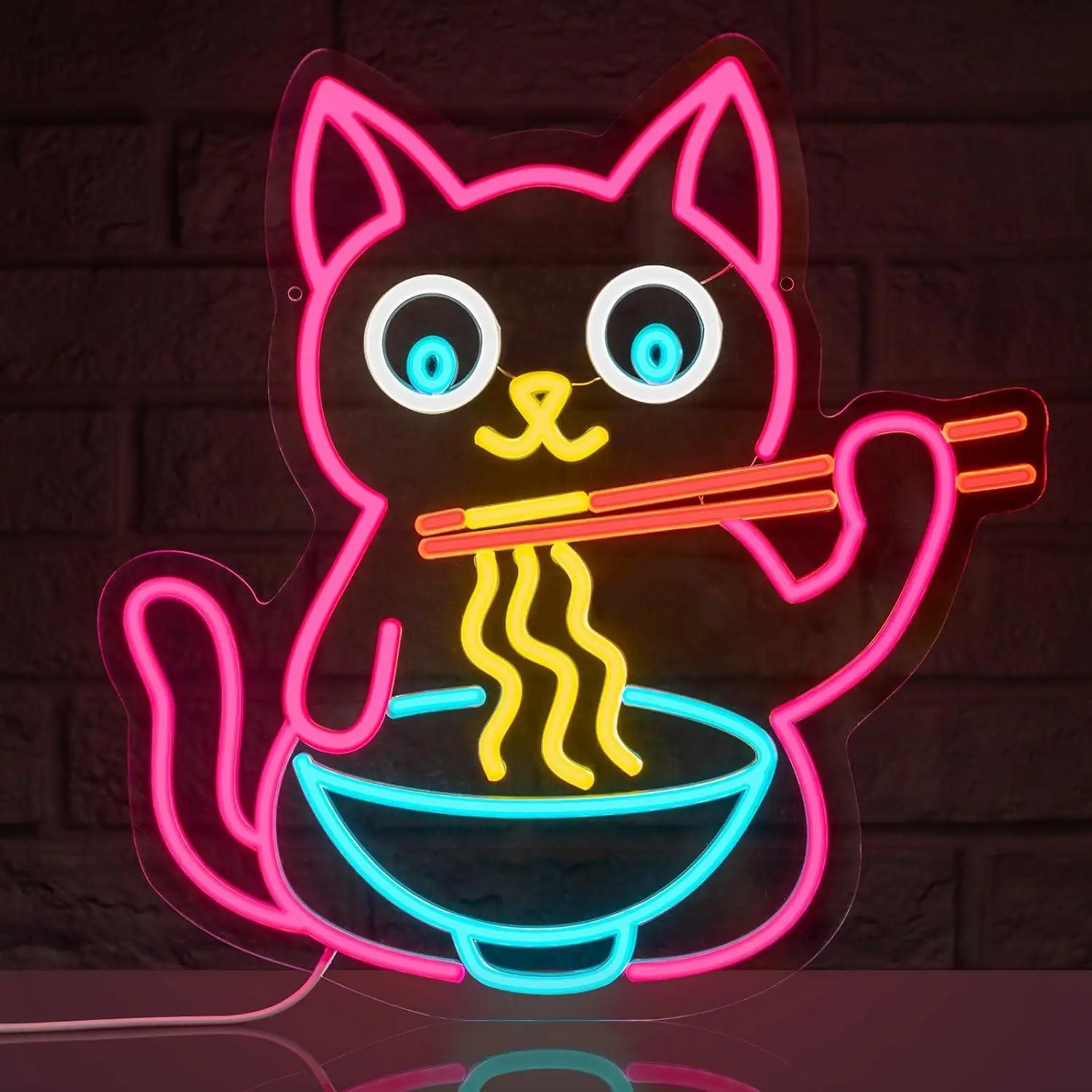 Ramen Cat Neon Sign Usb Dimmable Led Light For Restaurant Home Bar Kitchen Dining Bedroom Cute Art Scene Decor Christmas Gift