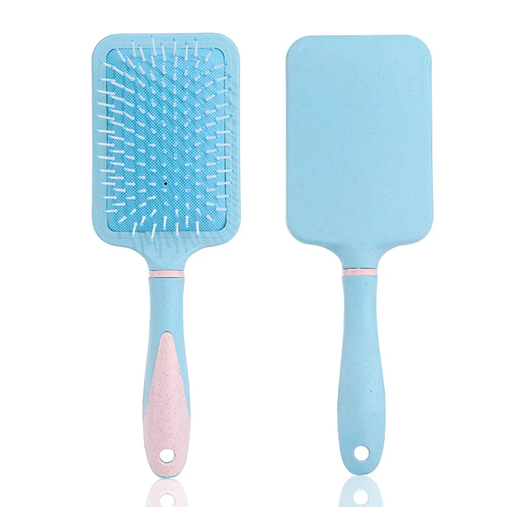 

Lightweight Wheat Straw Scalp Comb Detangling Hair Brush Paddle Comb For Curly Hair Travel Business Use Light Blue