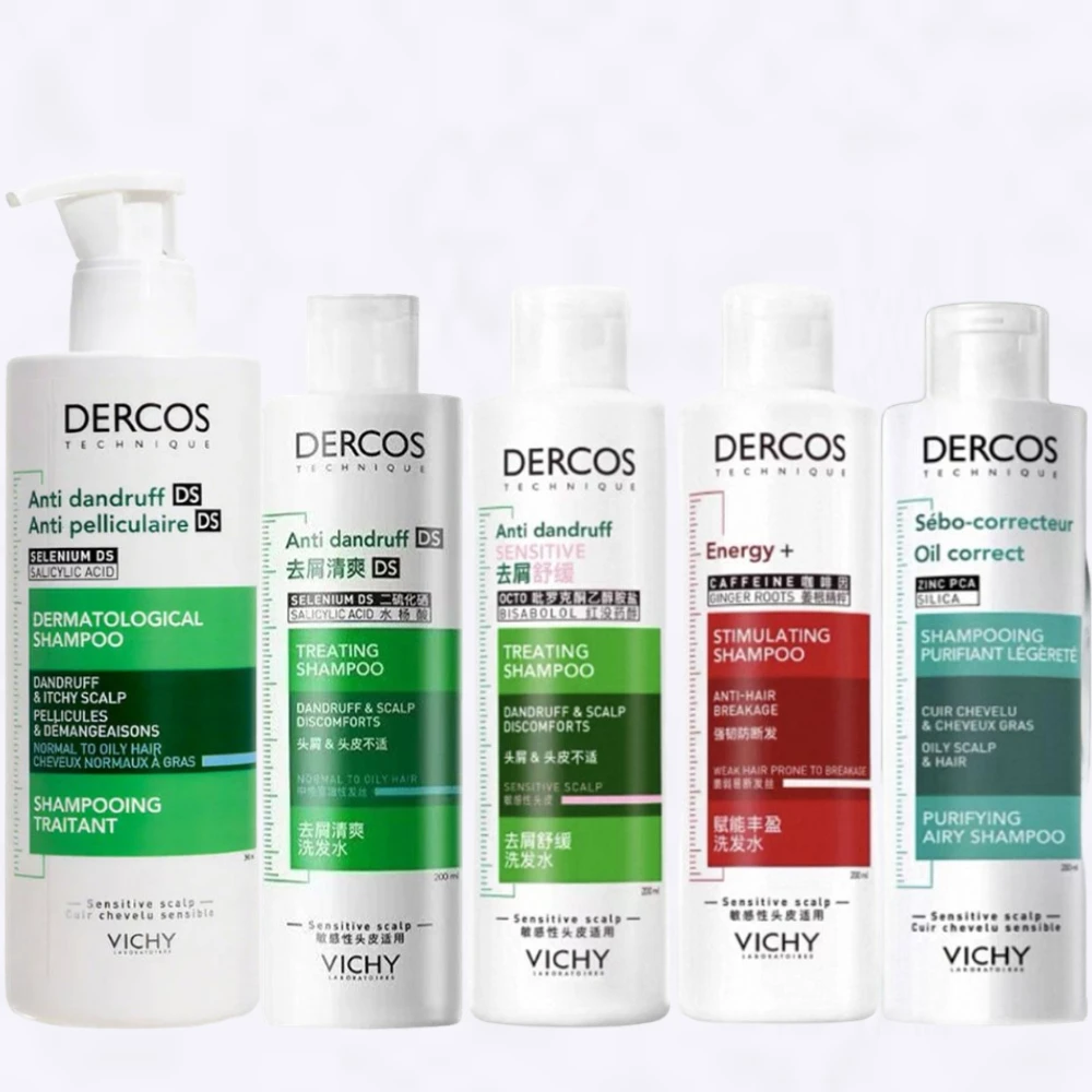 

Vichy dercos, стимулирующий шампунь против выпадения волос, против перхоти, против зуда, пушистый контроль жирности, улучшает зуд, успокаивает уход за кожей головы