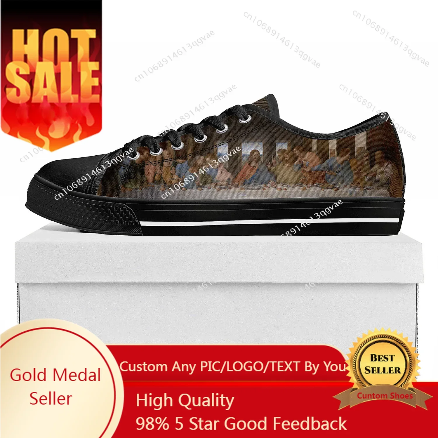 

Da Vinci Last Supper Low Top Sneakers Womens Mens Teenager High Quality Sneaker Canvas Custom Made Shoes Customize Shoe Black