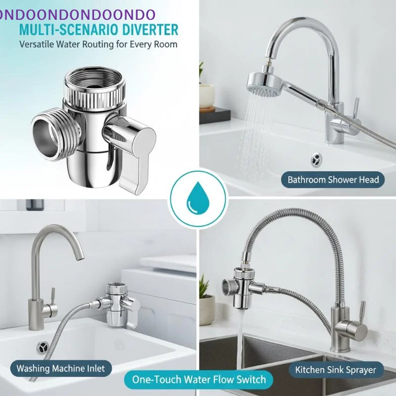 3 Way Sink Faucet Diverter Valve Splitter G1/2 Water Flow Switchable Convenient for Kitchen Bathroom