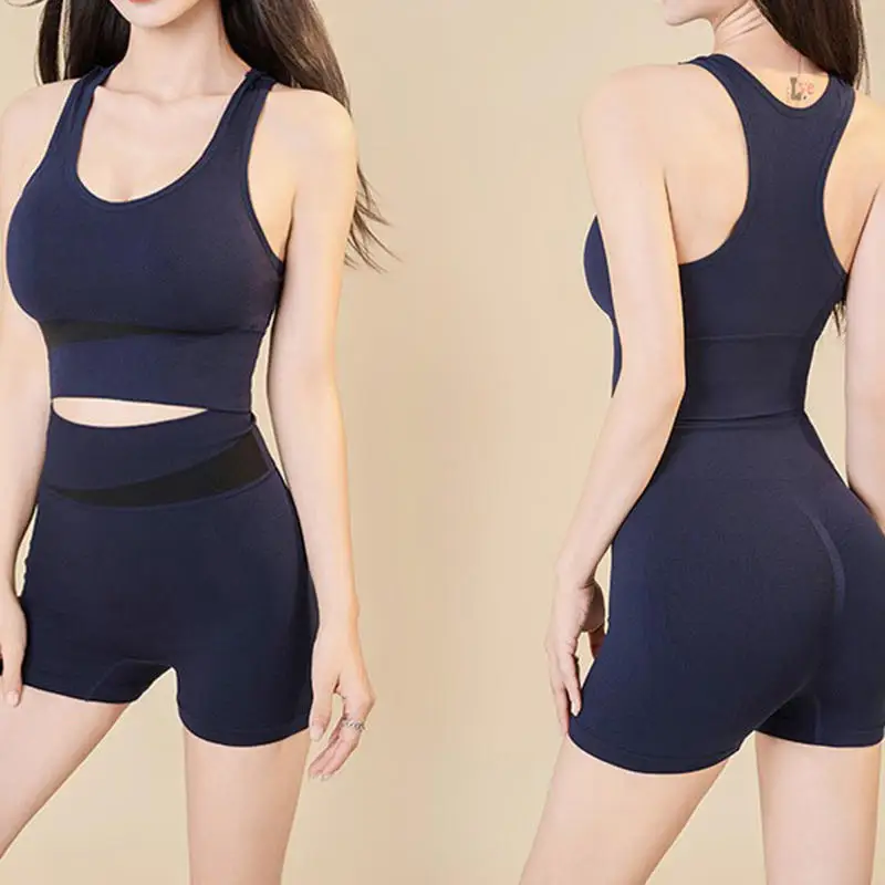 

Yoga Suit Set Women Peach Color Fast Drying High Waist Hip Lifting Fitness Set Running Shock-absorbing Exercise Set For Ladies