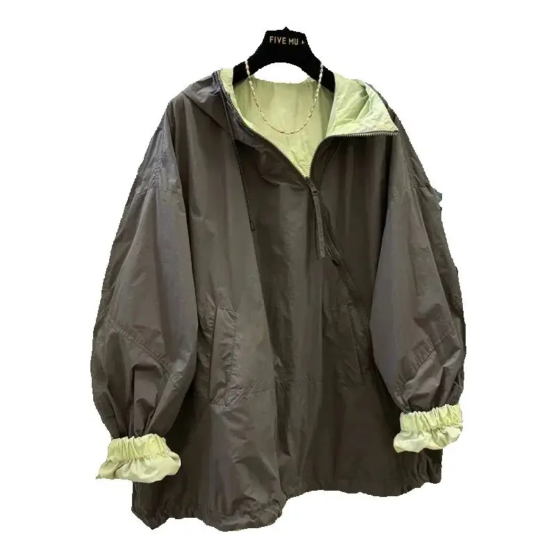 

Spring Summer Thin Breathable Jacket Women 2025 New Fashion Loose Casual Sunscreen Coat Pure Colour Outerwear Female