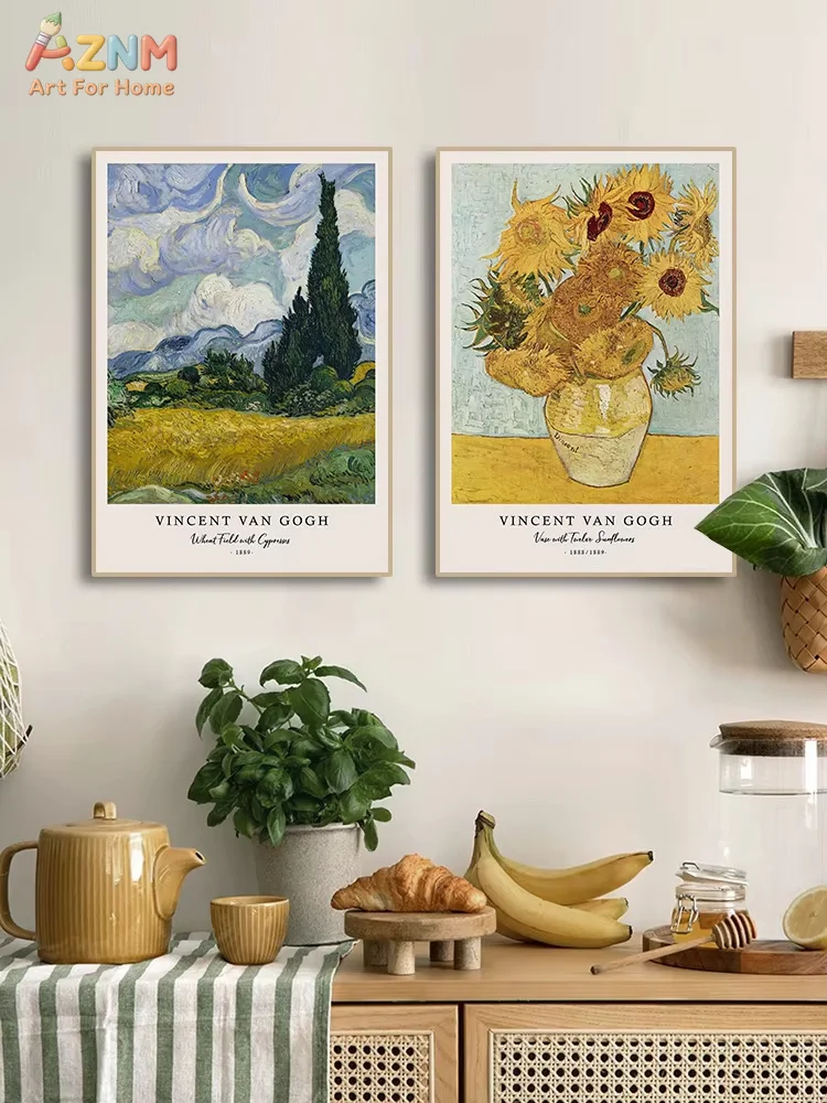 1Pc/3Pcs Vincent Van Gogh Writings Prints and Posters Great Work The Starry Night Canvas Painting Decorations for Living Room - view 3