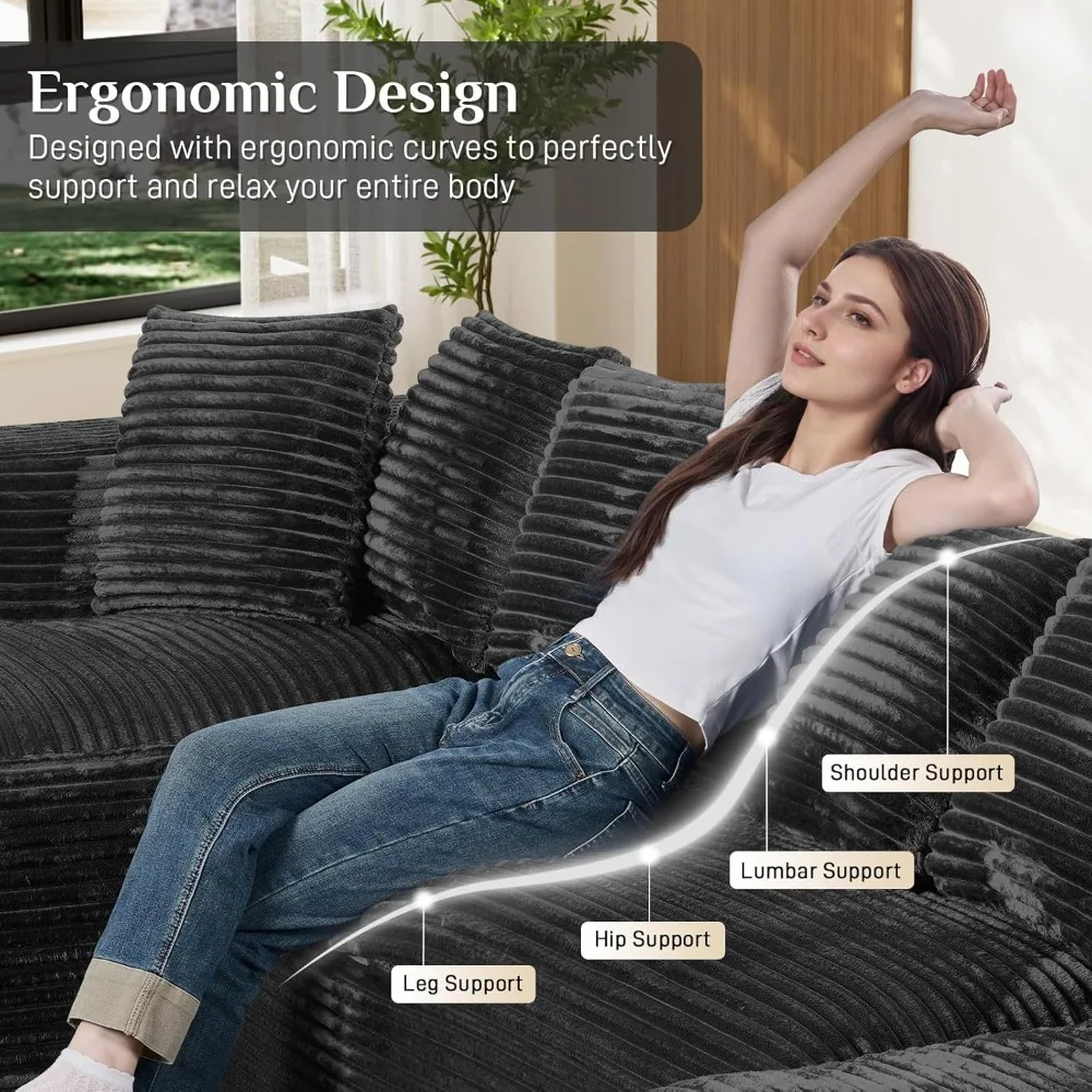 أريكة سحابة مقسمة معيارية، أرائك بدون عظم لغرفة المعيشة، أريكة سروال قصير قطيفة بمقعد عميق مريح، ذاكرة رقيق حديثة #3