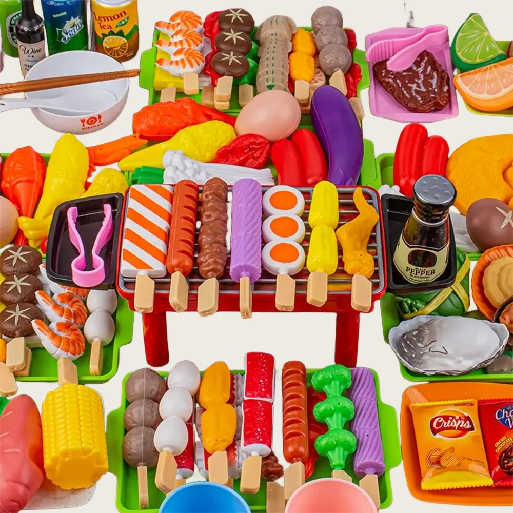 Bebê vestir-se brinquedos de cozinha conjunto churrasco crianças simulado churrasco panelas cozinhar comida simulada cosplay brinquedos educativos presente