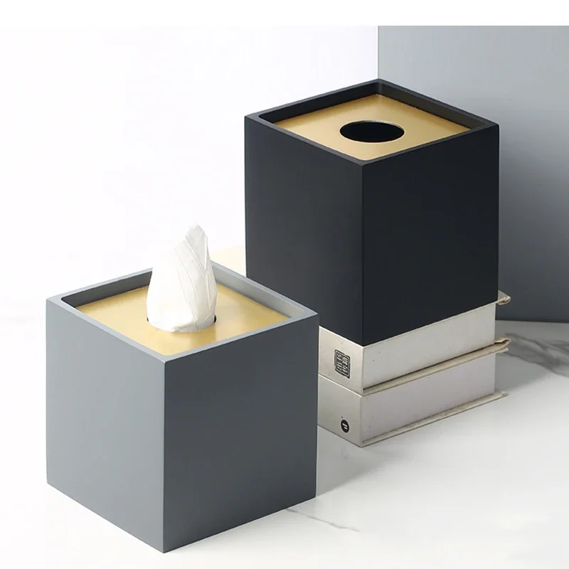 Modern Resin Tissue Box Simple Square Solid Color Roll Paper Towel Boxes Home Desktop Toilet Napkin Holders Shelves