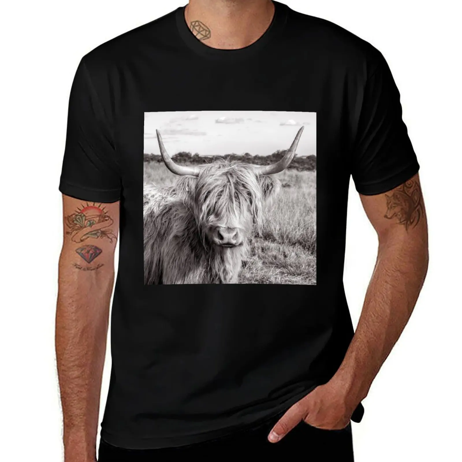 Highland Cow T-Shirt Functional Casual Short Sleeve Tee T-Shirt