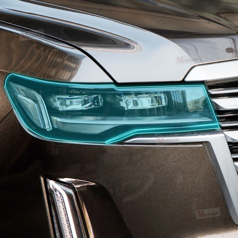 2 Pcs Car Headlight Protective Film Headlamp Restoration Transparent Black TPU Sticker For Cadillac ESCALADE 2021-23 Accessories
