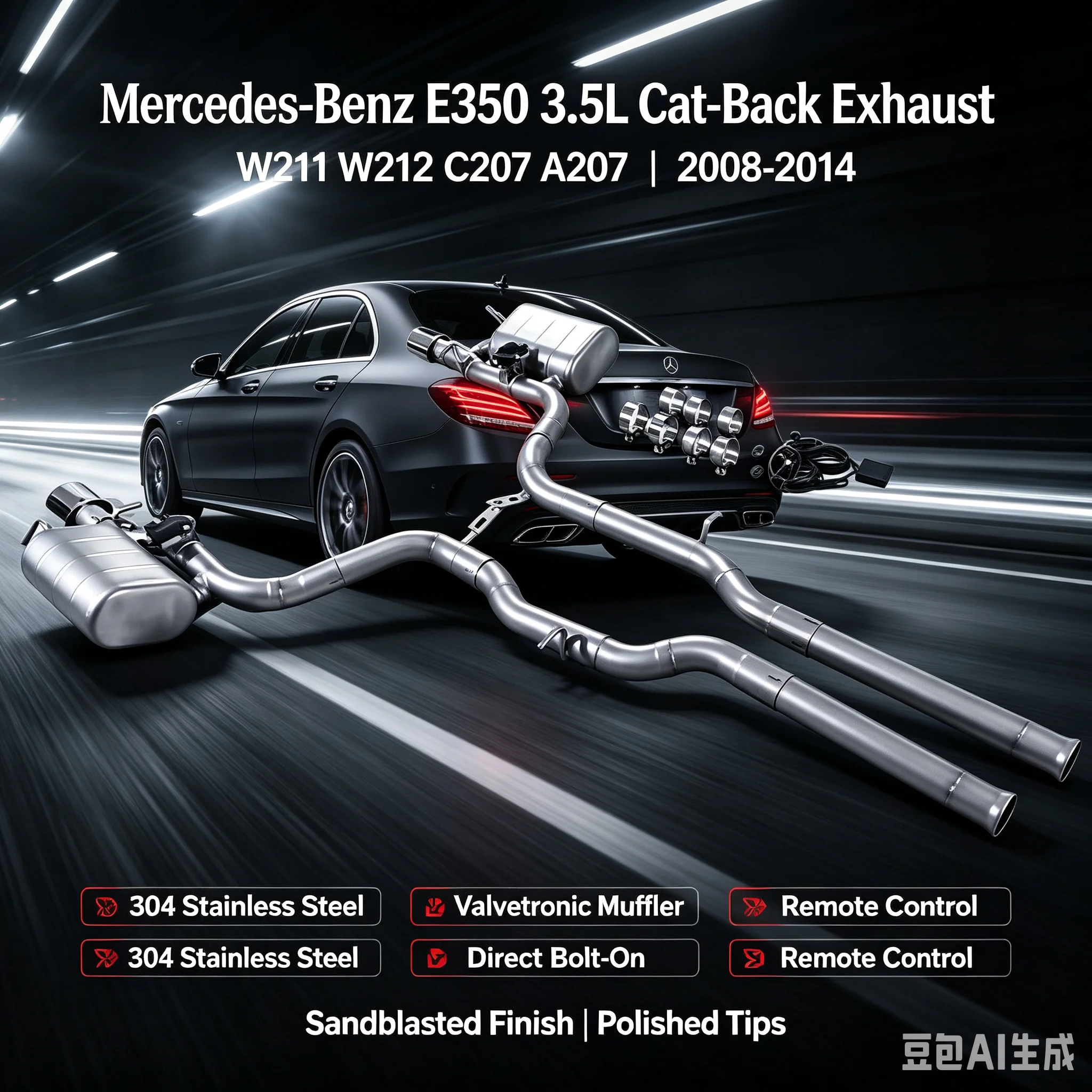 Catback Valvetronic Muffler for Mercedes-Benz E350 W211 W212 C207 A207 3.5L 2008-2014 High-Performance Exhaust Pipe