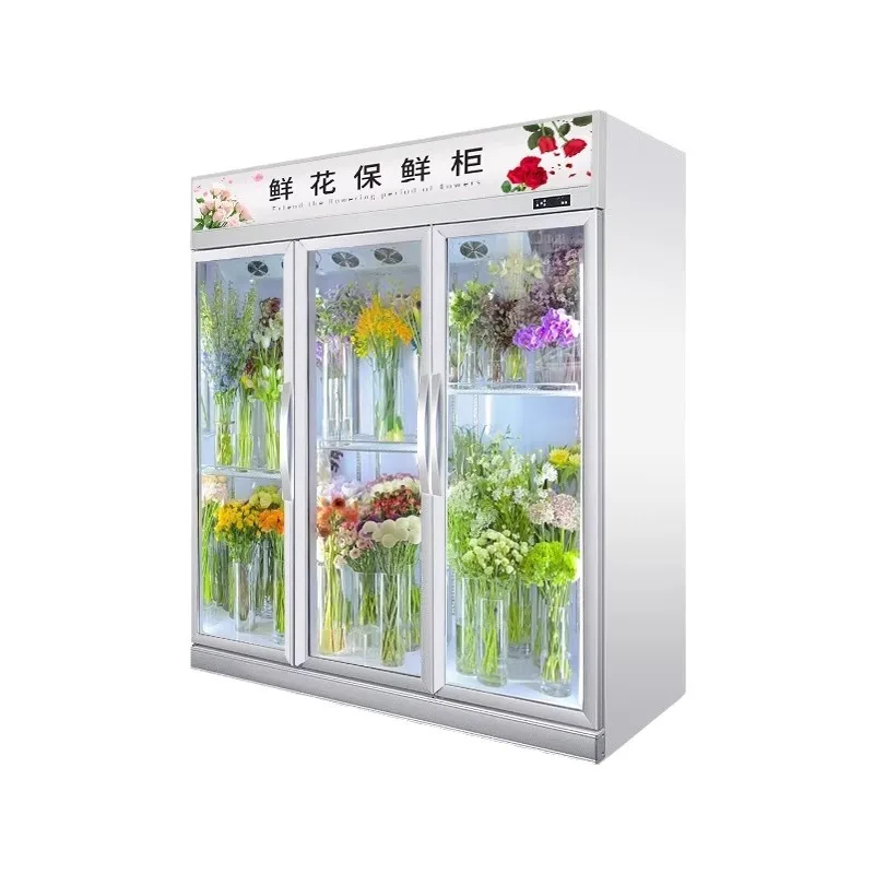 

Flower refrigerated display cabinet Flower shop refrigerated cabinet Commercial three-door fresh-keeping air-cooled frost-free
