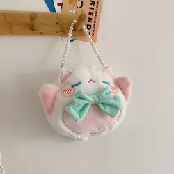 Cute Plush Doll Lolita Bags Girls Anime Cartoon Bow Cat Shoulder Bags Cosplay Women Phone Handbags Soft Kawaii JK Messenger Bag