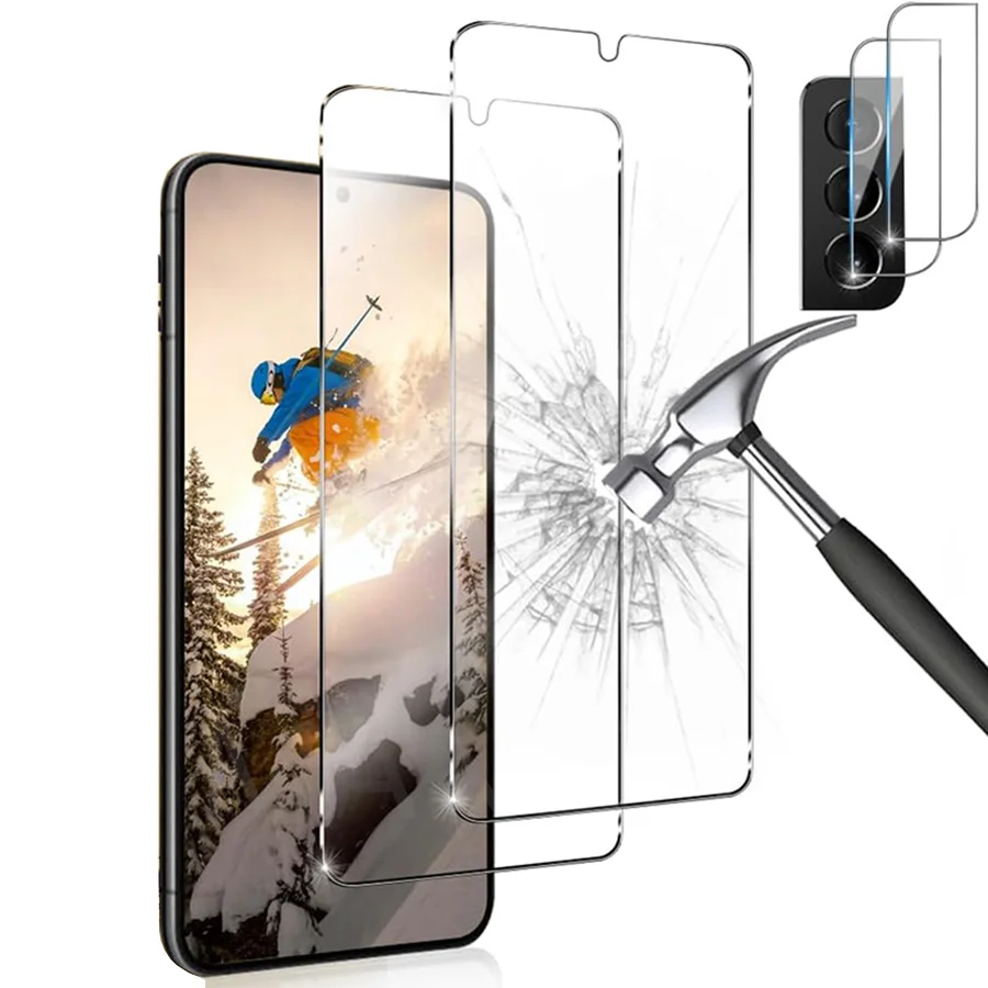 2 2er Pack für Samsung Galaxy S22 S23 S21 plus Displays chutz folie 9h gehärtetes Glas klar kratz fest Objektiv Kameras chutz