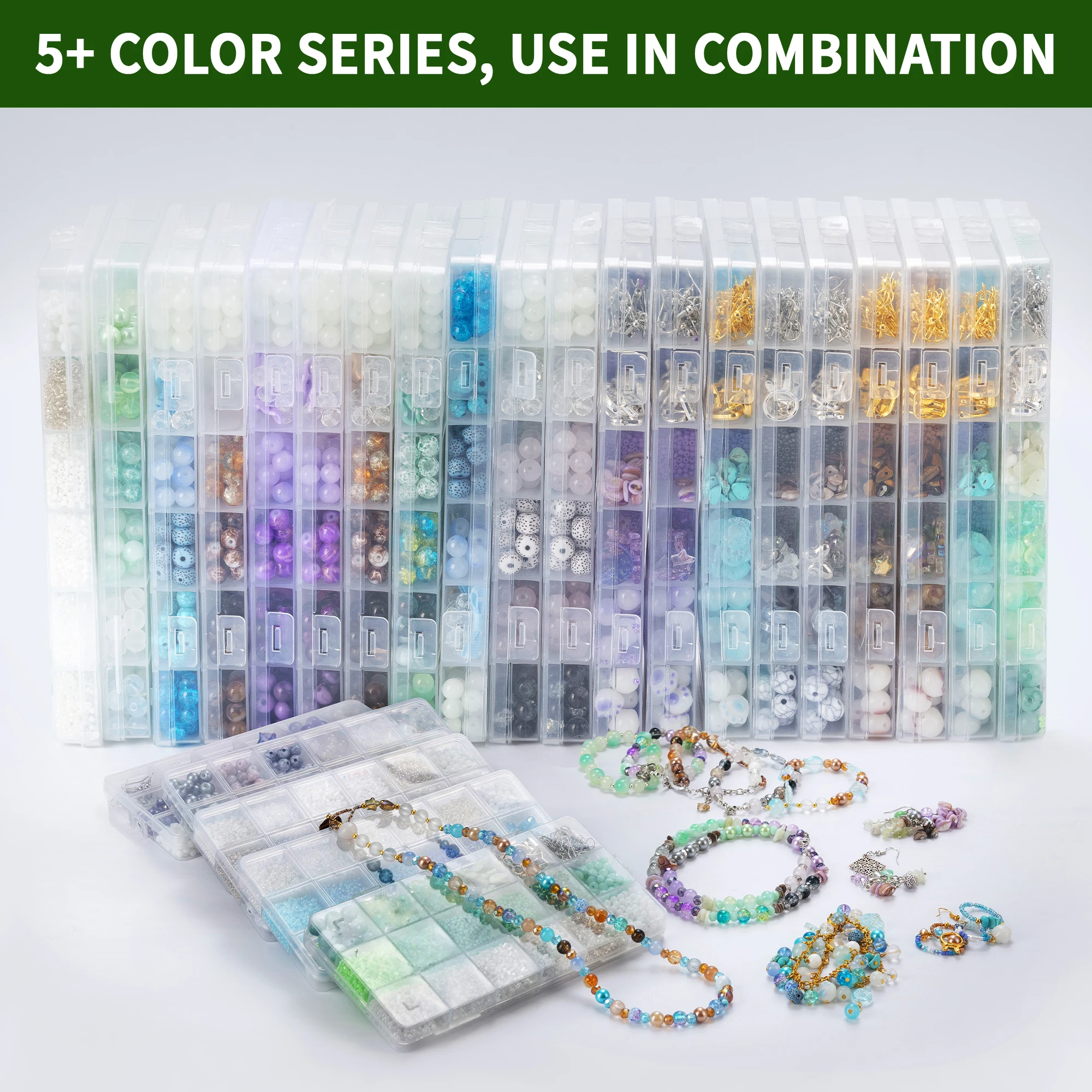 

DIY Bracelets Making Kit 8mm Crystal round Glass Beads Seedbeads Charms for Jewelry Accessories Necklace Earring Projects