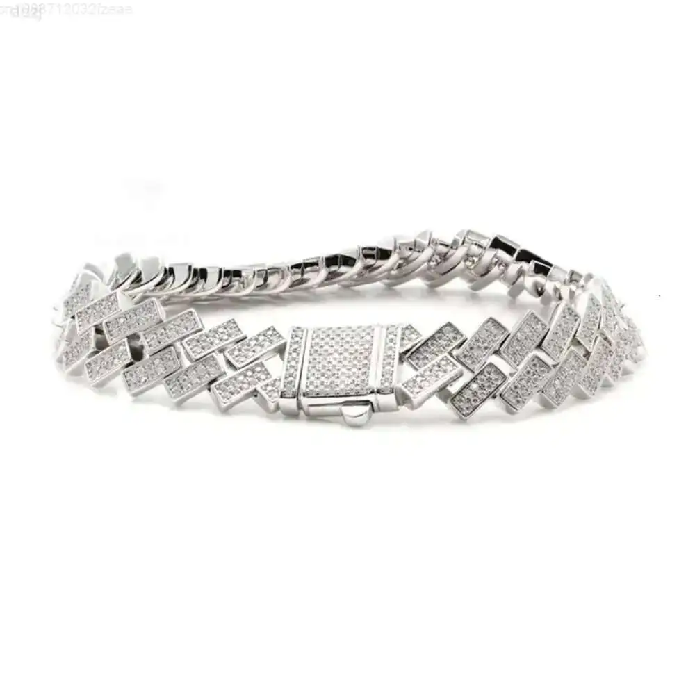 

Bling Jewelry Iced Out Moissanite Miami Cuban Link Chain Hip Hop Sterling Silver 925 Cuban Necklace