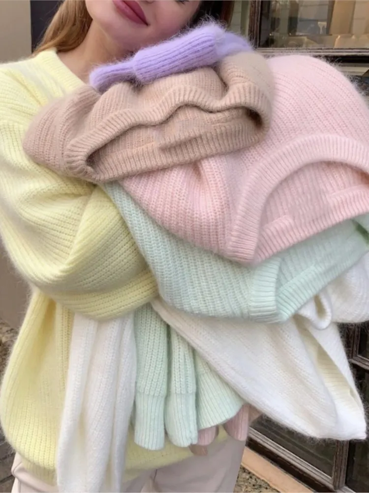 

Soft Loose Knitted Cashmere Sweater Women 2025 New Autumn Winter Fashion Casual Solid Pullover Female Warm Basic Knitwear Jumper
