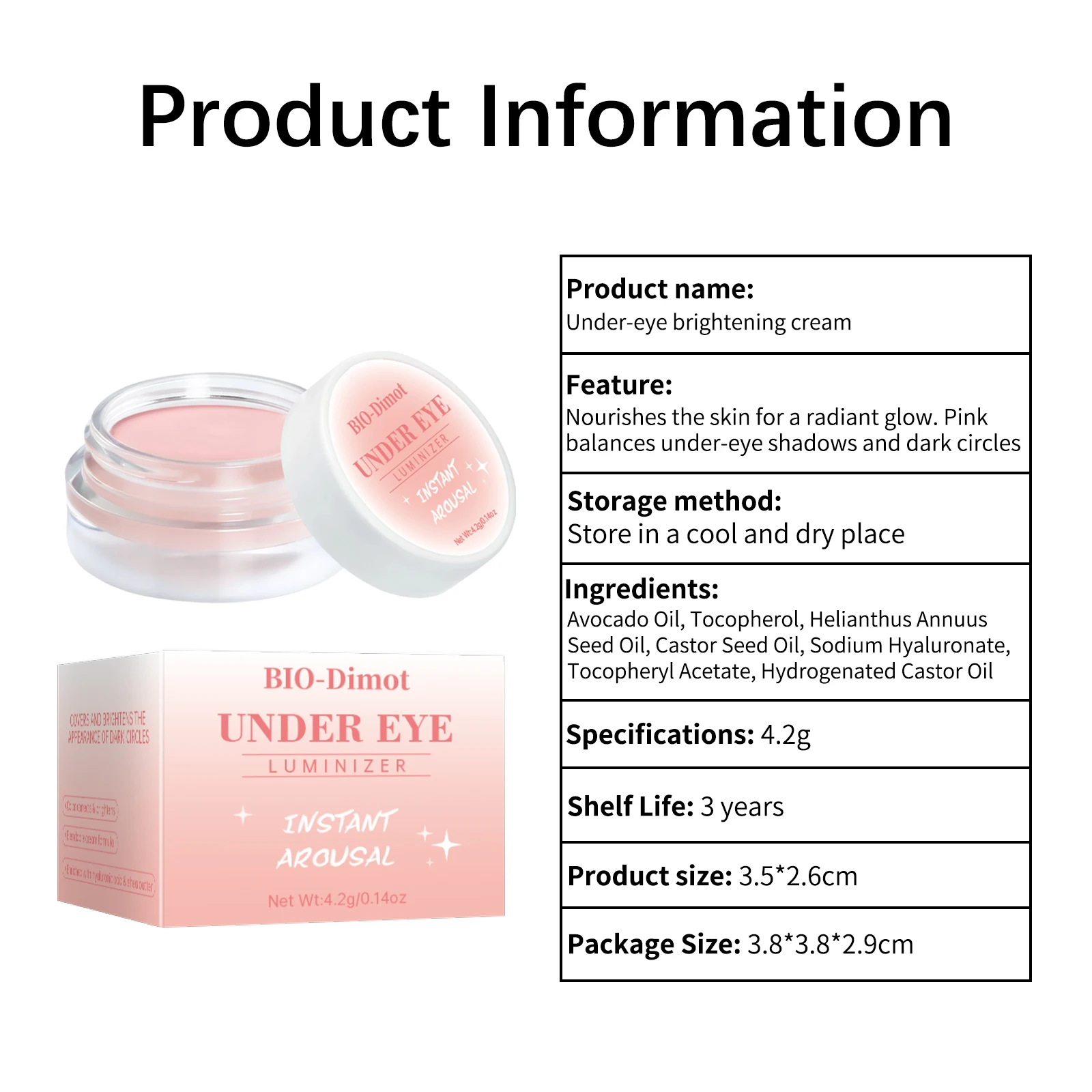 كريم تفتيح تحت العين 4.2 جرام مصحح الدائرة الداكنة مكياج خافي عيوب البشرة لمكياج منطقة العين