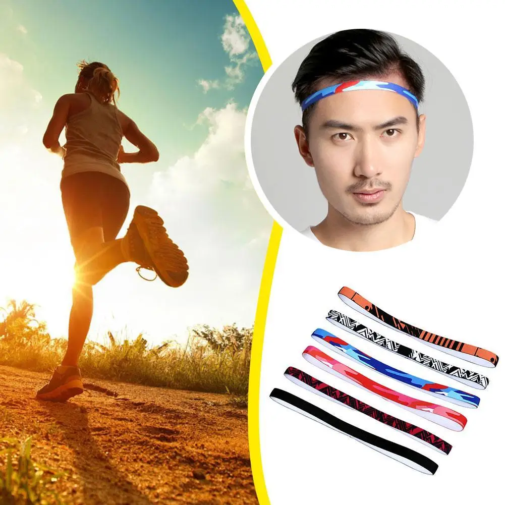 6 Stuks Sport Haarband Hardloop Hoofdband Zweet Anti-Slip Elastische Fiets Zweetband Hoofdbanden Voor Dames Heren Badminton Haar Grip