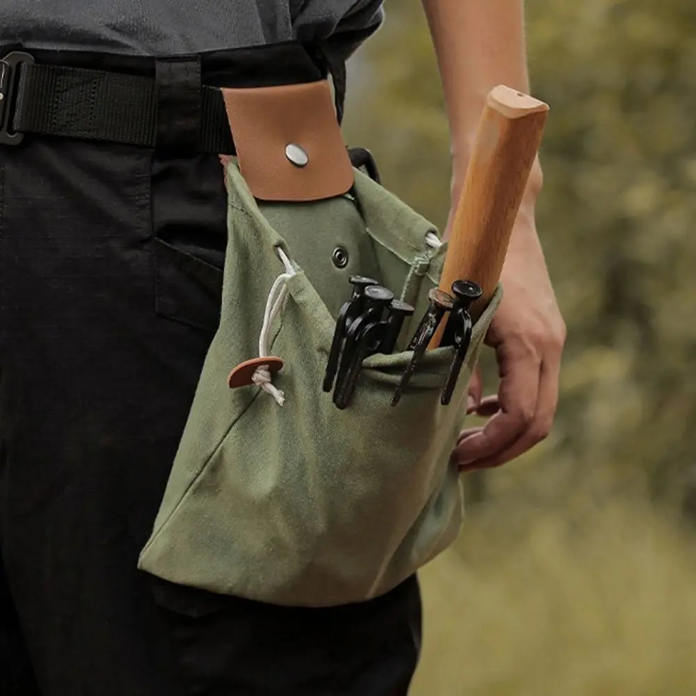 Borsa portaoggetti in tela pieghevole Tela cerata Custodia da giardino in pelle PU Cintura con fibbia durevole Borsa per foraggiamento all'aperto