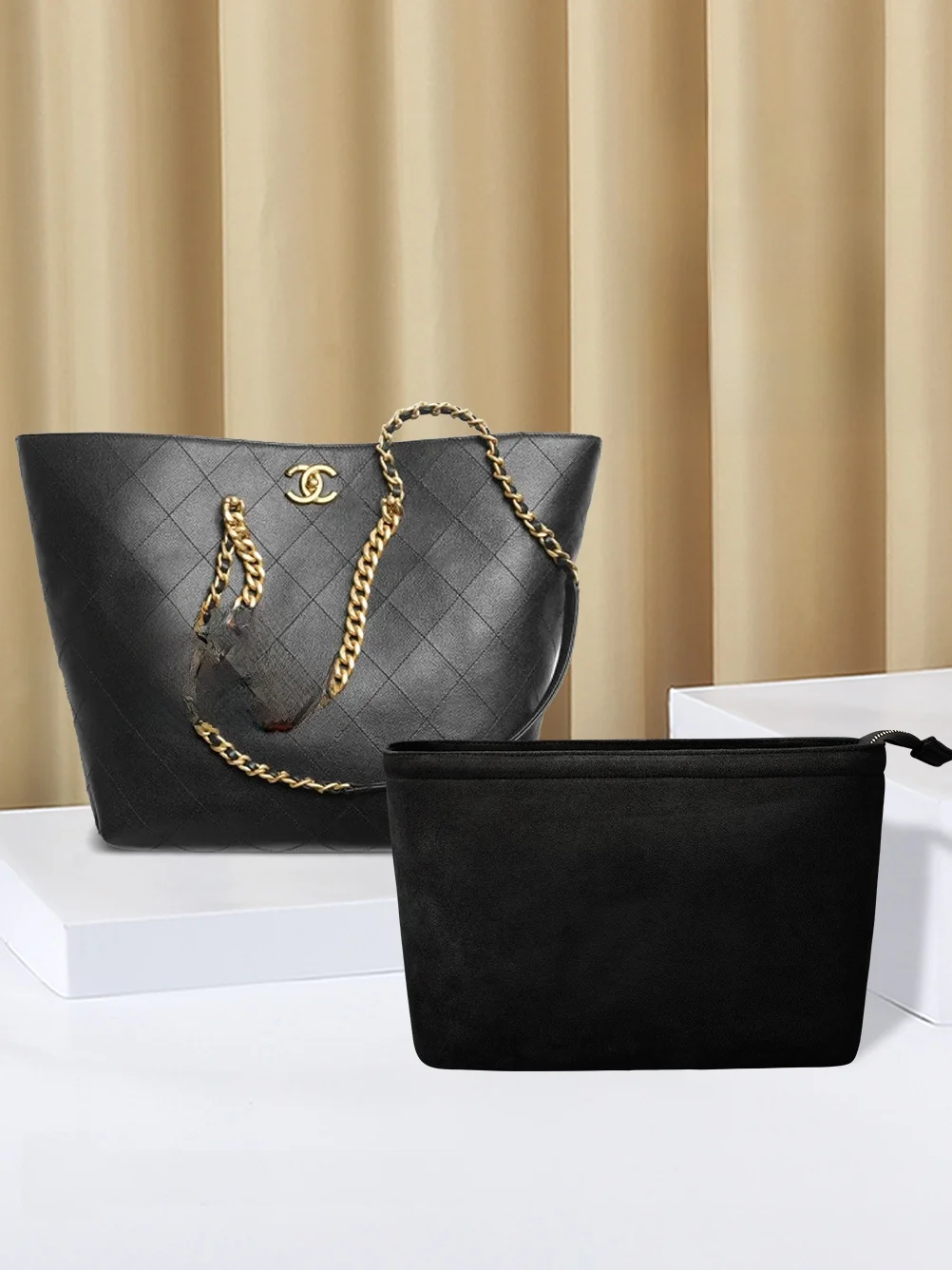 

Новая сумка-тоут с внутренним органайзером-вкладышем для хранения, женская, из замши и бархата, 42смx4смx...