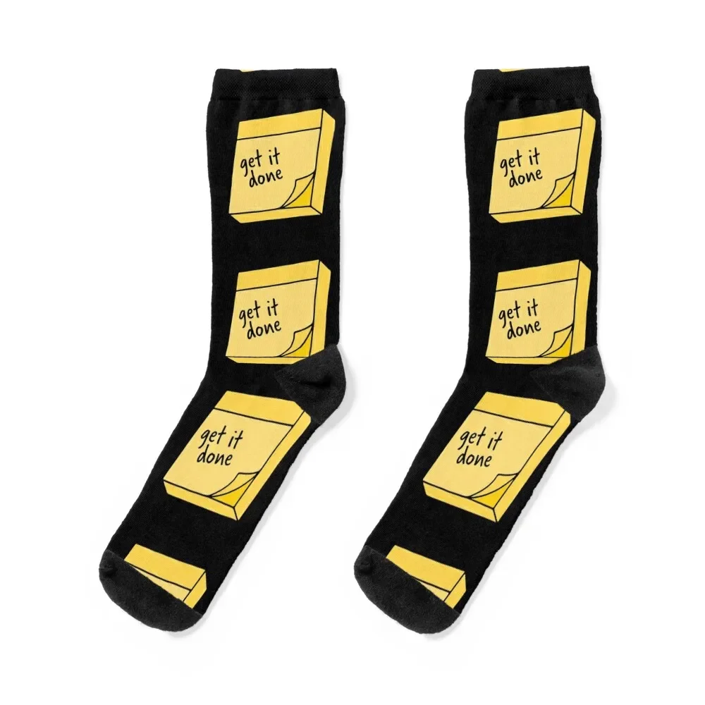 Chaussettes avec notes autocollantes imprimées pour hommes et femmes, cadeaux de Noël, nouvel an, Get it Done