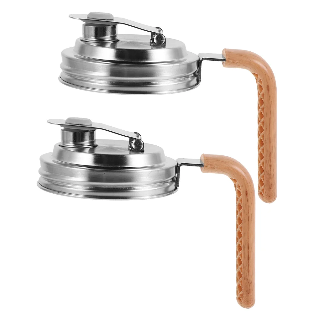 

2Pcs Mason Jar Lid with Stainless Steel Handle and Leak-Proof Seal for Convenient Drink Serving Lid Seal