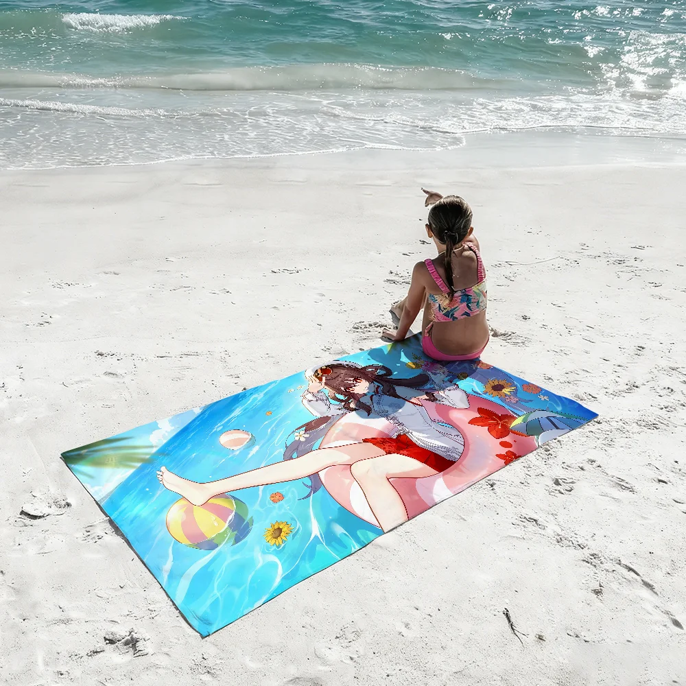 Genshin Impact Hu Tao Towel Quick Dry Absorbent Beach Towel for Sports, Fitness, Swimming and Outdoor Activities