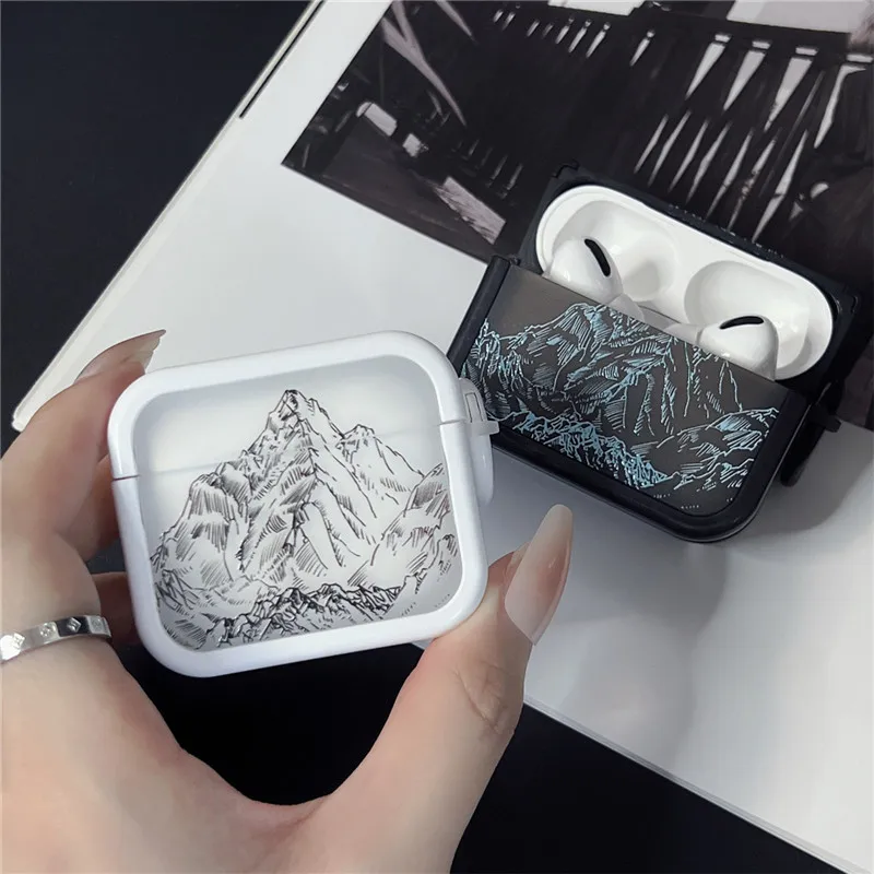 Northern Snow Mountain Earphone Case for AirPods 1 2 3 Pro Pro2 4 mountain range Wireless Bluetooth earphones Headphone Cover