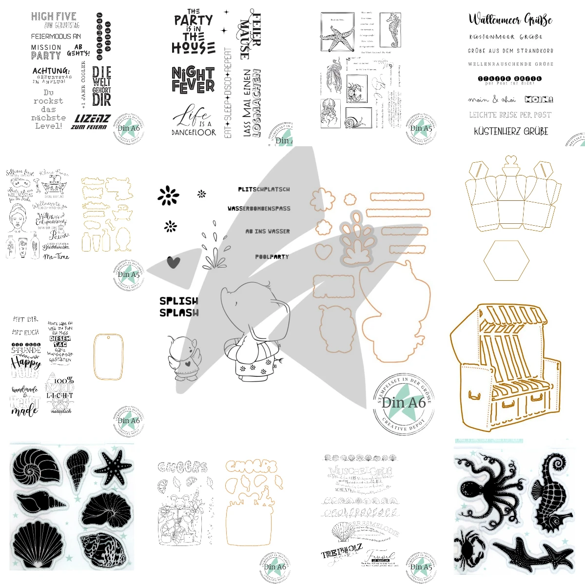 Cut & Emboss Folder - Meerestierchen 2026 Neue Metall-Stanzformen für DIY Scrapbooking, Basteln, Fotoalbum-Vorlage, handgefertigt