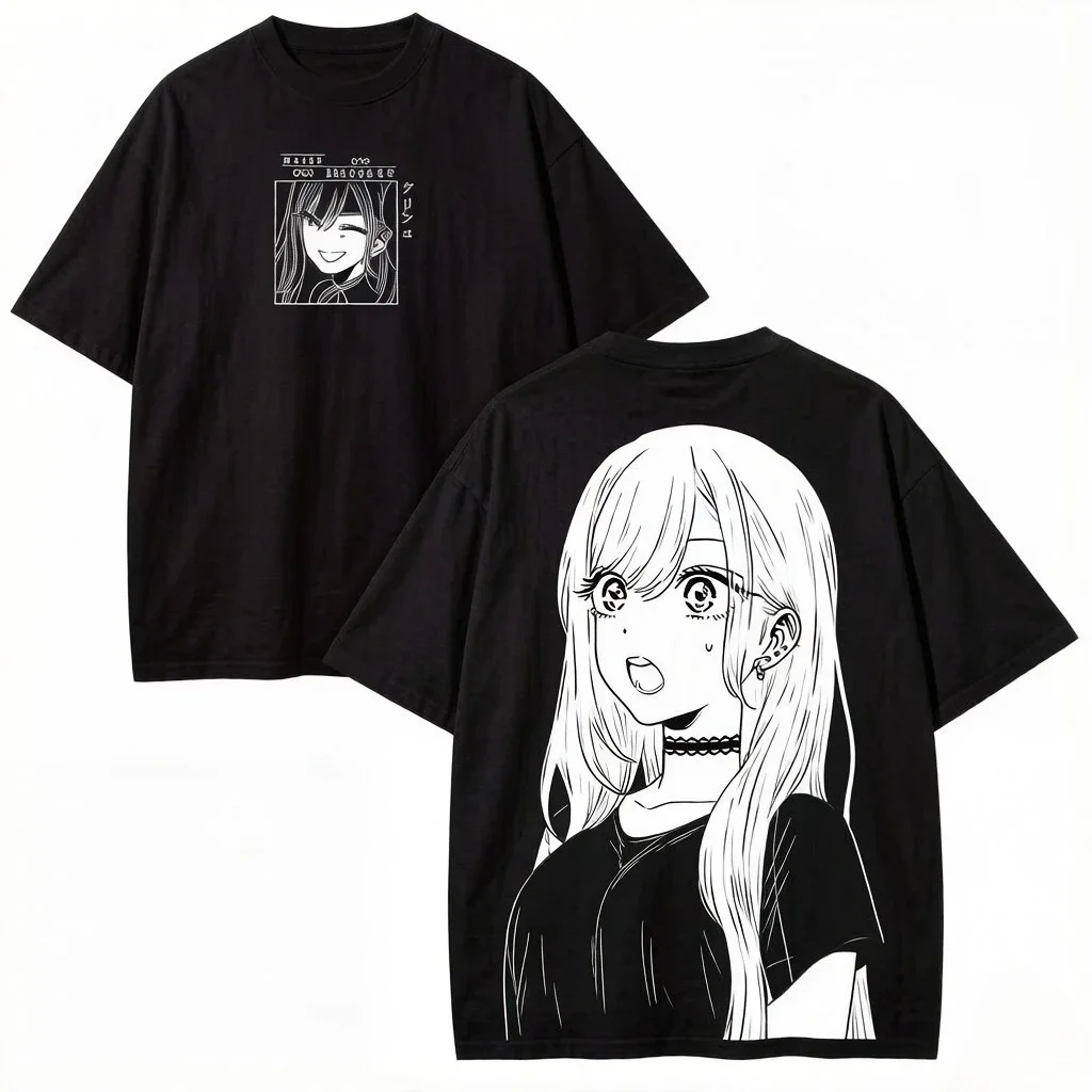 2026 New Family Matching My Dress-Up Darling Kitagawa Marin Anime T-shirts Dual‑Print Oversized Cotton Short Parent‑Child Tops