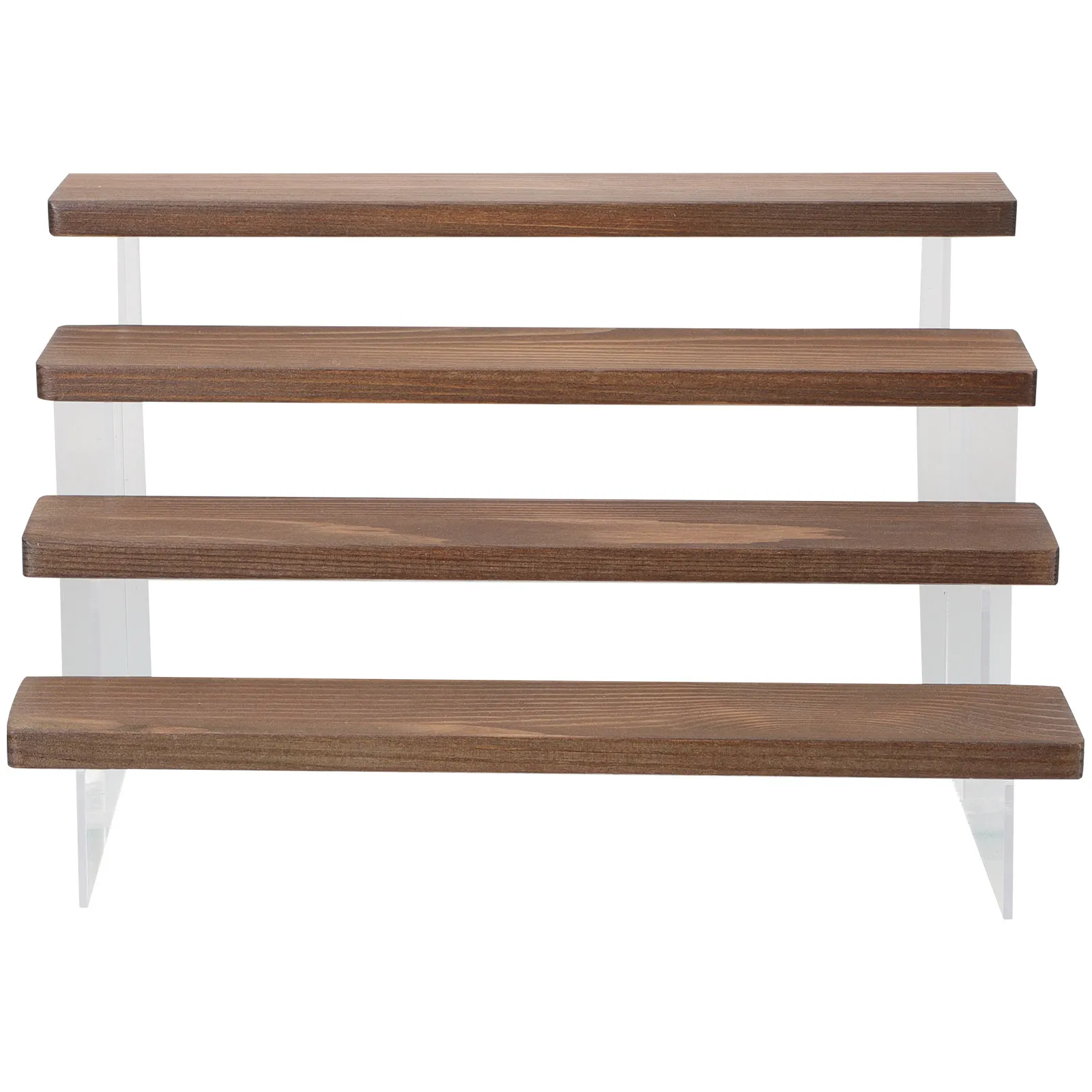 4-Tier Acrylic & Wood Display Stand for Action Figures, Collectibles, and Small Items Storage Shelf