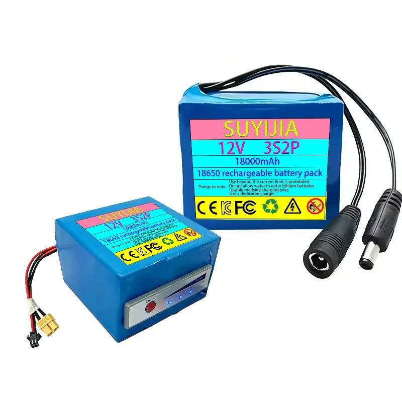 3s2p 12v 18000mAh 11.1V/12.6V 18650 Lithium Battery Suitable for Fish Finder Underwater Fishing Camera Portable Indicator Source