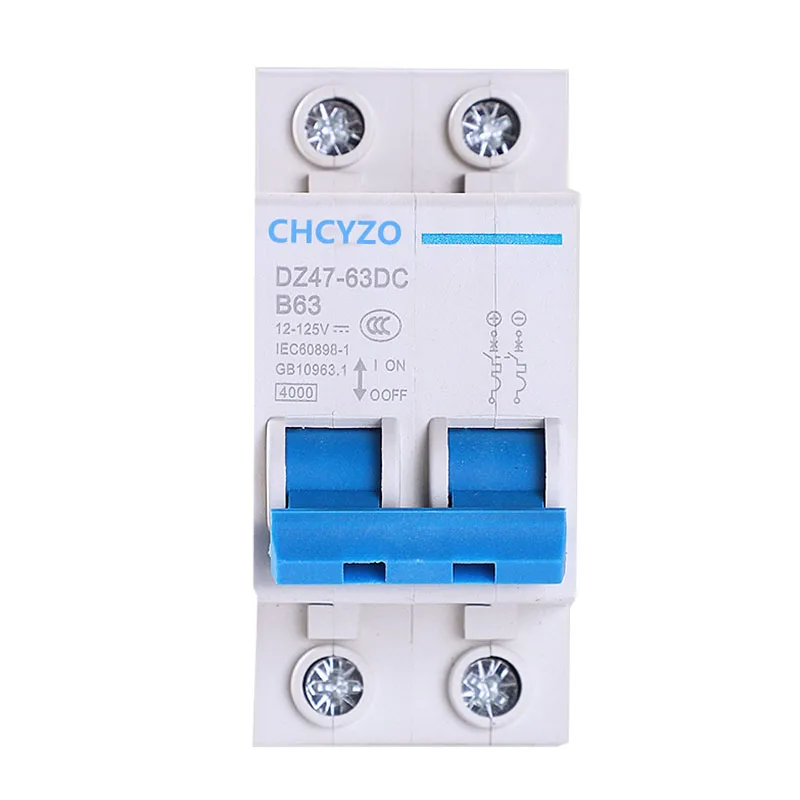 

DC 2P Circuit Breaker Protection Switch3A-125A Air Switch 12v-125v for DC Photovoltaic Tram Battery Circuit Protector