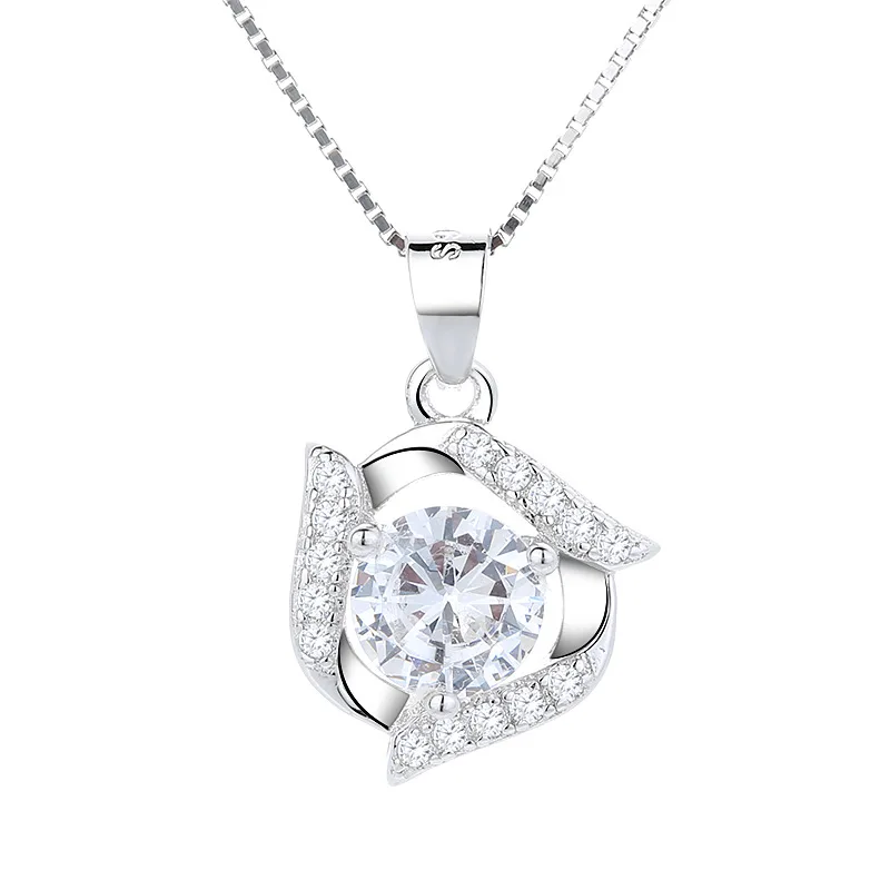 

Diamond Pendant Sterling Silver S925 Windmill Necklace Fashion Design Beauty Jewelry