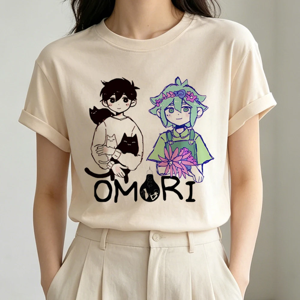 Omori t shirt female goth cheap manga baddie tshirt baddie gothic vintage japanese Retro