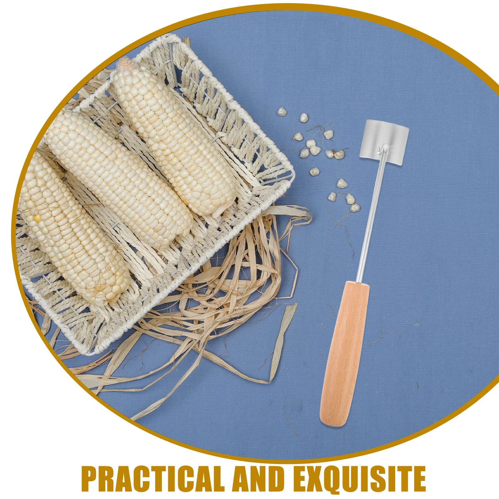 

2Pcs Corn Cob Peeler Wood Handle Stainless Steel Kernel Remover Manual Corn Stripping Tool Kitchen Gadget Outdoor Camping Use