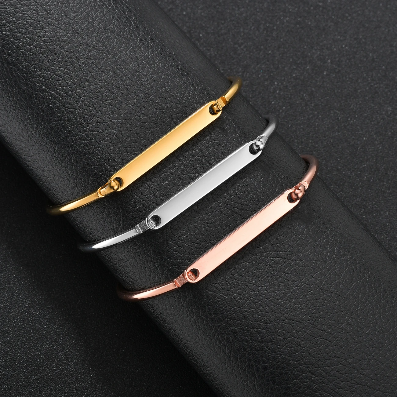 Stainless Steel Trendy Bangles Bracelets Hand Chain for Women Blank Bar Couple Cuff Bangle Birthday Christmas Jewelry Gifts