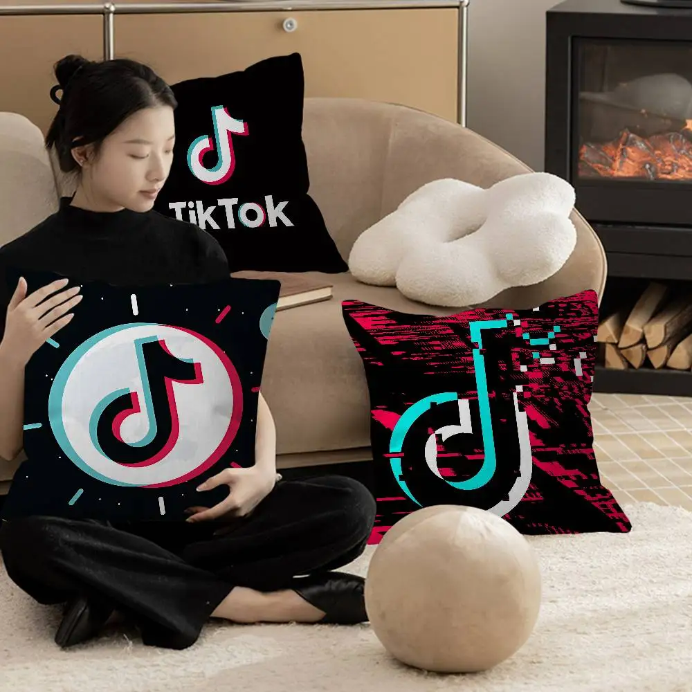 T-TikToks Logo Pillow Gift Home Office Decoration Pillow Bedroom Sofa Car Cushion CoverPillow Case