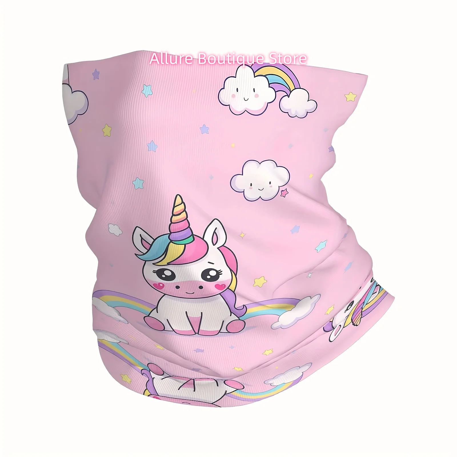 Unicorn, Rainbow, Pink Background Fun Design Multi-Functional Printed Scarf for Men Women Unisex Mask Neck Mask Holiday Events G