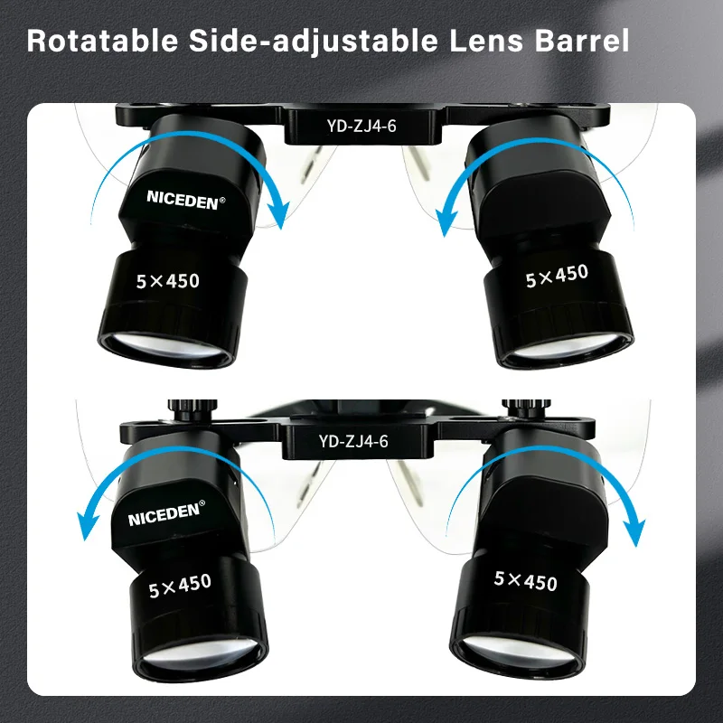 Niceden haute qualité den tal Loupes montées sur la tête 4X-6X loupe coin 45 degrés phare Oral dentiste chirurgie médicale