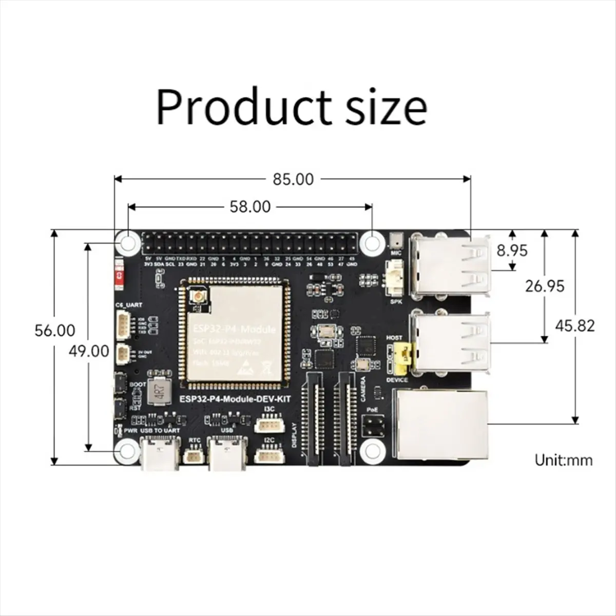 A46U P4-Module 7-Inch Touch Screen 720x1280 with 5MP OV5647 Camera Speaker Supports for Wi-Fi6/BLE POE Interface