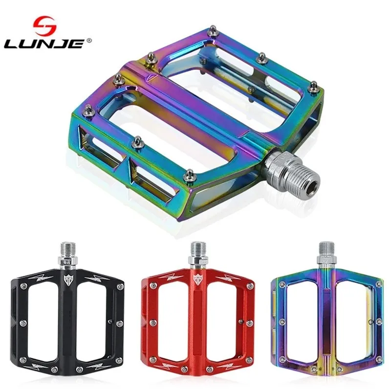 LUNJE Pedal Anti-slip Flat Aluminum Alloy Bike Pedals Full CNC BMX MTB Road Bicycle Pedals