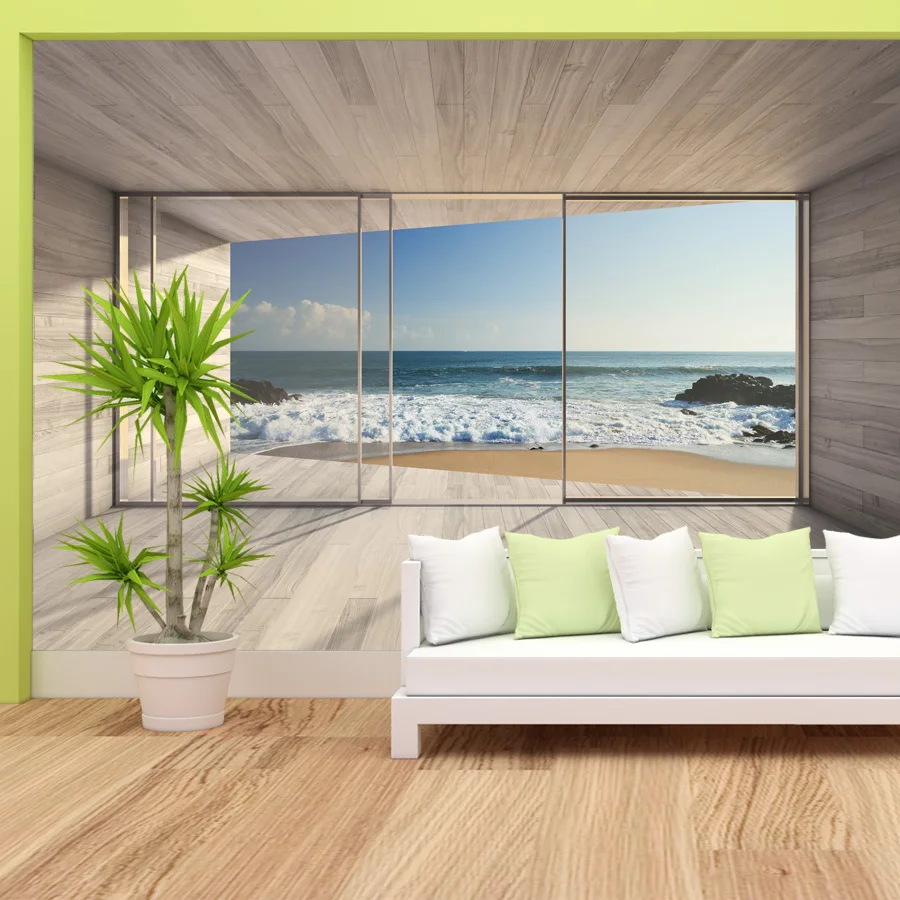 

Современные пользовательские обои Peel and Stick, обои для домашнего декора, панели для украшения гостиной, ретро деревянная кирпичная мебель, фрески