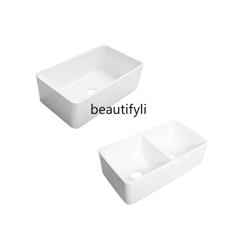 Front Semi-Embedded Table Basin Open Kitchen Ceramic Sink Vegetable Basin