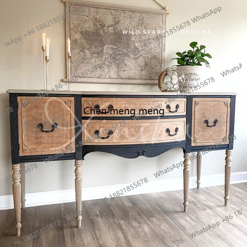 color matching solid wood porch cabinet, front door partition, dining side cabinet, American small apartment living room locker
