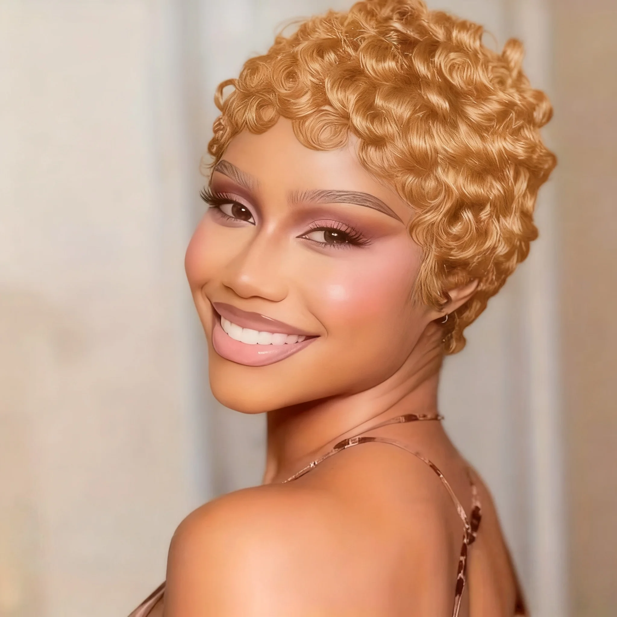 Brazilian Human Hair Wig, Short Pixie Cut with Bangs
