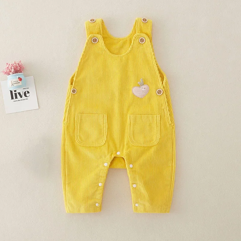 MILANCEL New Autumn Baby Rompers 0-3Y Toddler Solid Color Pit Strip Overall Infant girls Cute Corduroy Pants