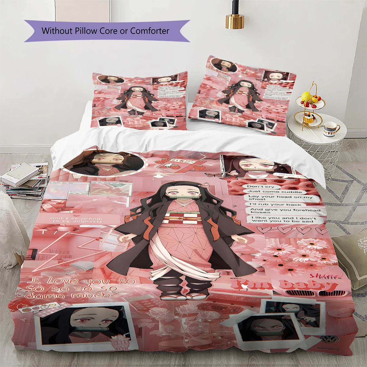 Demon Slayer Duvet Cover Soft Cozy, Kids Bedding Gift Set, Size Different Sizes -HE29