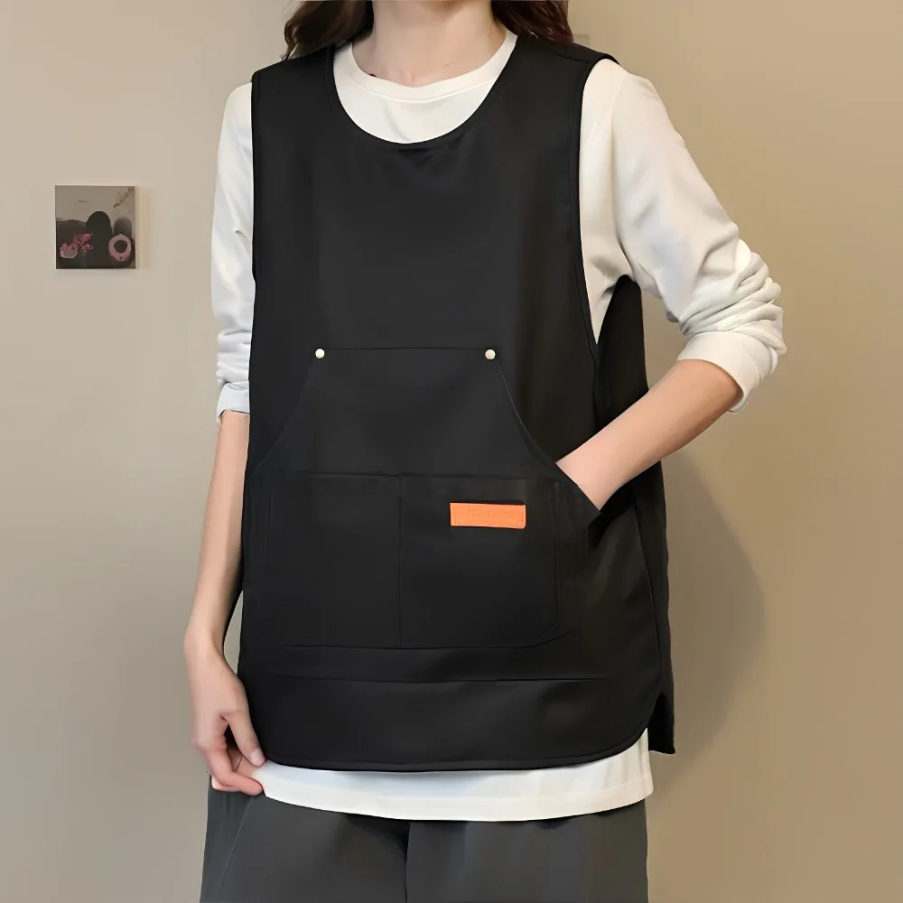 New Vest Style Cooking Apron Canvas Stain-resistant Baking Overalls Solid Color Waterproof Painting Apron Kitchen Accessories