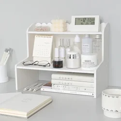 Desktop Storage Rack Wood Shelves Double-layer Storage Shelf Cosmetic Sundries Organizer Storage Kitchen Office Desk Shelf